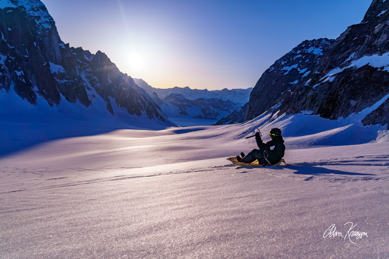 Extreme glacial sledding